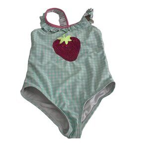 Sweet Pineapple Sequin Strawberry and Gingham One Piece Swimsuit Size 4T
